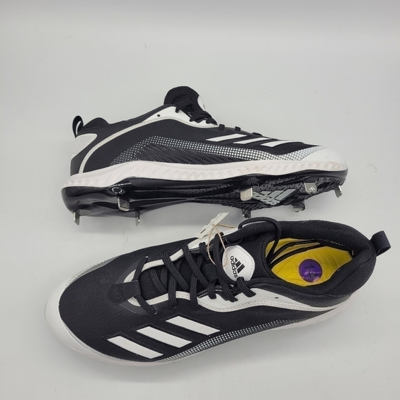 Adidas White Icon 6 Bounce Baseball Cleats Men\'s 14 Shoes Black White NEW main image 5